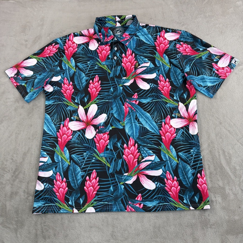 Proud 90 Performance Golf Polo Shirt Men 3X Multi Floral Hawaiian NWOT